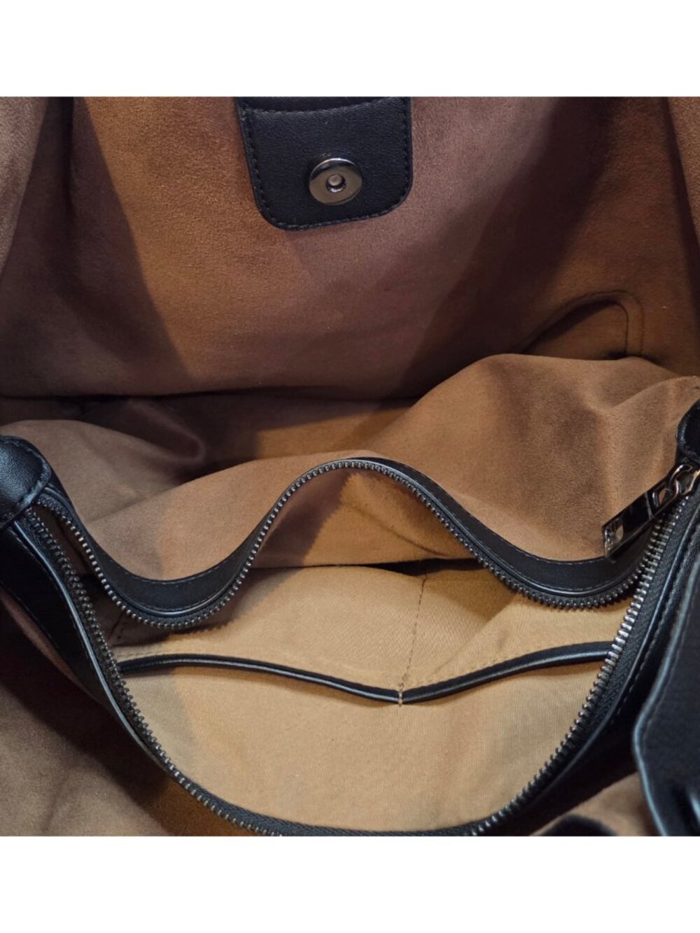 SR Squared by Sondra Roberts Black Vegan Leather Tote Shoulder Bag Purse - Picture 9 of 14